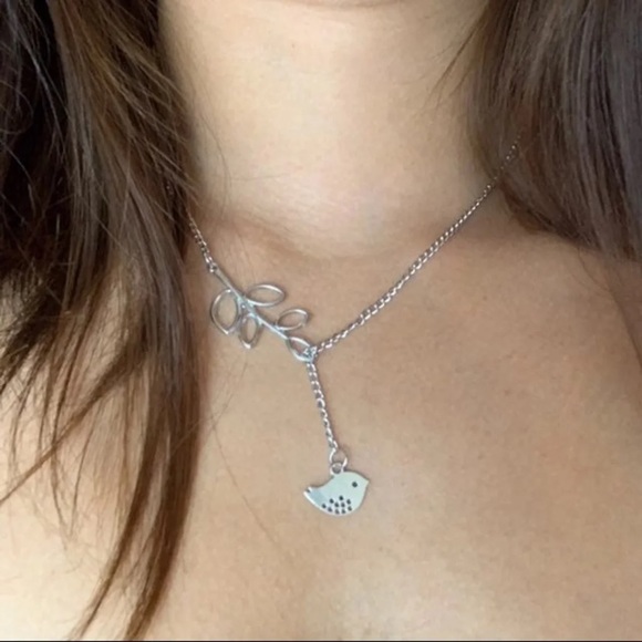 New Lovely Silver Chain Branch Tree Leaves Bird Pendant Fashion Dainty Necklace - Picture 6 of 6